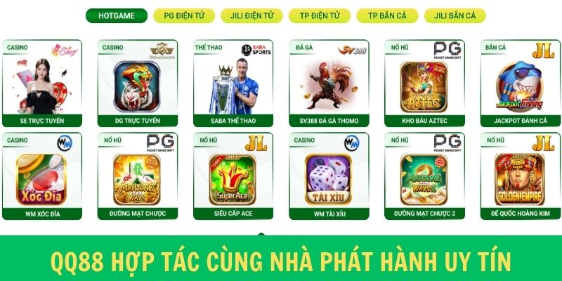 Giới thiệu QQ88 các đơn vị hợp tác cung cấp trò chơi